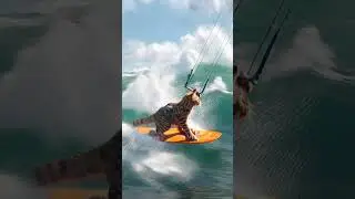 Cat Surfing Big Waves