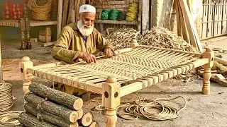 Amazing Process of Wooden Charpai Making | Traditional Wooden Bed | Heavy Wood Charpai Construction