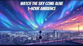 Aurora Rooftop Ambience 1 Hour Anime Night Sky & Shooting Star for Deep Focus