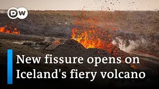 Tourists evacuated as as lava spews from new fissure in Iceland volcano | DW News