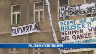 Polizei r&auml;umt besetztes Haus mit Gro&szlig;aufgebot