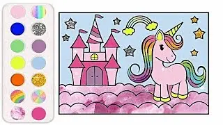 Unicorn Castle Drawing Coloring Pages 🦄