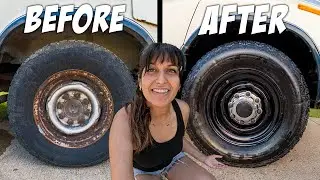 Removing RUST | Restoring and PAINTING Our Wheels | Van Build