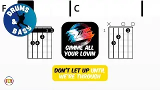 ZZ TOP - Gimme All Your Lovin &bull; Bass & Drums | Scrolling Guitar Chords & Lyrics