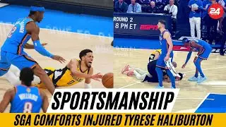 Sportsmanship in Game 7: Shai Gilgeous-Alexander Comforts Injured Tyrese Haliburton