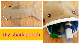 DIY shark pouch/ pencil pouch making tutorial/ easy pouch