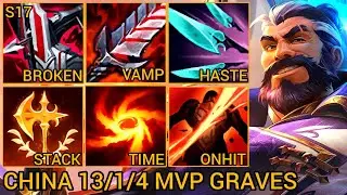 Challenger Graves MVP 13/1/4 - China Server Wild Rift Best High Tier New Build Season 17