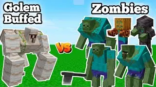 BUFFED IRON GOLEM VS TODOS OS ZOMBIES! - MINECRAFT BATALHAS DE MOBS