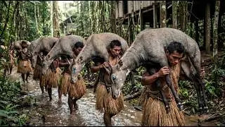Indian Nilgai (Blue Bull) vs Korowai Tribe | Wild Jungle Encounter | Documentary