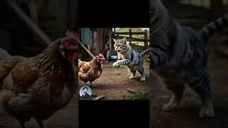 Cat fight with Hen| #shorts #viral #catshorts @IamMonkello @republicofcat @CatsOnlyChannel