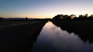 Night flight over farm country