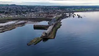 Saltcoats East Shore and Harbour in the evening.