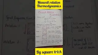 Maxwell relation thermodynamics..... by square method.. must watch