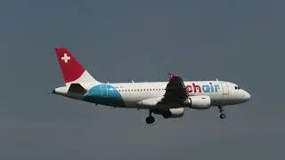 Chair Airlines Airbus A319-112 HB-JOJ landing at Zurich Airport