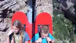 Maddie & Evan ride the Terror-dactyl at Cave of the Winds: Face View