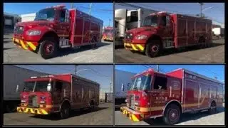 Newark NJ Fire Dept Haz-Mat Spill Unit and Decon Unit Responding to a chemical Fire at 1 Avenue L