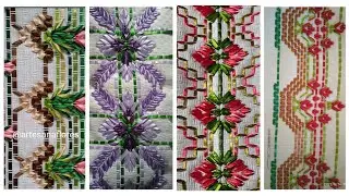 Silk ribbon embroidery design for bed sheet, table cover/floral silk ribbon embroidery designs