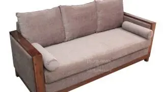 Teak wood sofa set for living room with comfortable angles | visit furniture store