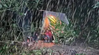 In the Rain Day and Night // Camping in the Rainforest #heavyrain #survival #camping #bushcraft