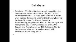 USA, UK, Canada, Australia Database Leads