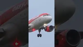 WINDY AND RAINY LANDING A320-214 Easyjet at Madeira Airport