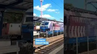 O gatnitura de cistene trecand prin Gara medias, cu un Siemens Smartron (192-005) al EP Rail