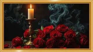 Red Roses & Brass Candle 🕯️🌹 | Baroque Candlelit Still Life | Framed TV Gallery