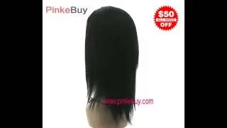 lace front model model wigs lace front human hair lace wig 10'' #1 jet black yaki straight