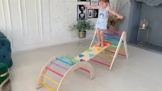 Climbing set 3 items: foldable triangle with rock ramp and arch