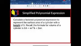 MCF3M - Simplified Polynomial Expression For Volume & SA of a Cylinder - Cycle 4: Video 58