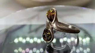 Baltic Amber Sterling Silver 2 Stone Ring