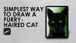 Draw Furry-Haired CAT in #Procreate | Free fur Brushes #freebrushes #illustration