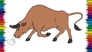 How to draw a cartoon Bull step by step | Bull drawing and coloring