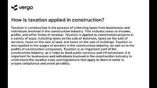 Taxation in Construction: A Guide