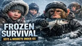Frozen Survival: Two Boys & Monkeys Hunt Fish in Deadly Snow@GlobalTrendTrekker