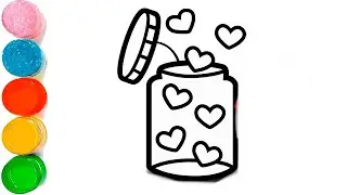 How To Draw a Heart Candy Drawing | Little Heart Jar Drawing | Heart Jar Drawing for Kids