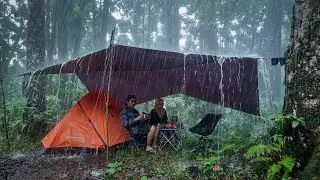NOT SOLO CAMPING &bull; COUPLE CAMPING IN HEAVY RAIN &bull; HEAVY RAIN AND STEAK