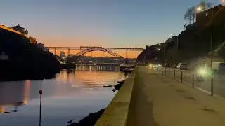 City Night - Beautiful Place, the Douro river at Porto - Sunset Ambience