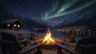 Aurora Glow Jazz 🎷 Warm Cabin by the Lake | Winter Night Mood