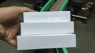 Testing small boxes overwrapping machine for Canadian customer