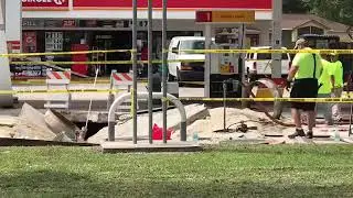 Ruptured tank&rsquo;s fuel pumped out, working now to ready gas station to reopen after lightning strike