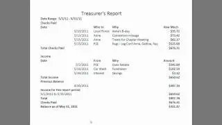 Treasurer's Report 20111011
