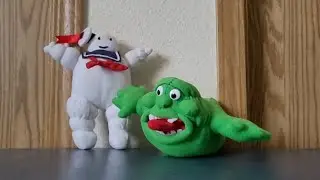 Vintage Real Ghostbusters mini Slimer and Stay Puft Paw Pals