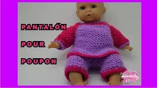 DIY. Pantalon Pour Poupon Avec 2 Aiguilles. Très Facile!! // Knit Trousers For Doll. Very Easy!!