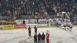 Special announcement for Niagara IceDogs goalie Tucker Tynan before the team's first game back