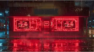 Midnight Rain Beneath Red Neon Lights 🌧️ Dark City Lofi for Late Nights
