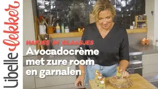 Ilses hapjes in glaasjes: pittige avocadocreme met zure room en garnalen