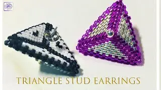 Beaded Triangle Stud Earrings - Jewelry Making - Beading Tutorial