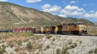 Stunning Panoramic Views At Blue Cut. Muscular Union Pacific Manifest! Palmdale Cutoff! 4KHDR!