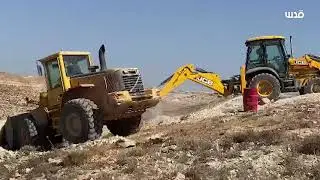 الاحتلال ينفذ أعمال هدم في بئر مياه في خلة الضبع بمسافر يطا قضاء الخليل، صباح اليوم